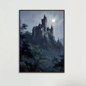 Gothic Vampirschloss Ölgemälde: Dark Academia Fantasy Kunst