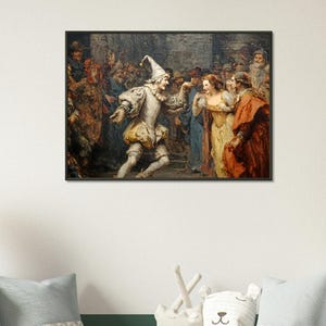 Court Jester Medieval Fantasy Painting, Dark Fantasy Court Jester Vintage Art, Renaissance Fair Poster, Dark Academic Decor