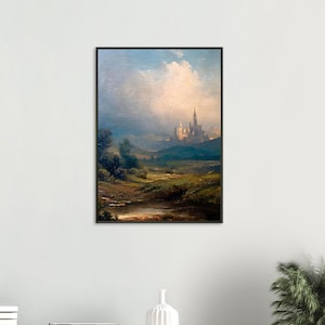 Enchanted Fantasy Decor, Fantasy Victorian Medieval Castle Art, Vintage Landscape Painting, Medieval Enchanted  Disney Castle Poster