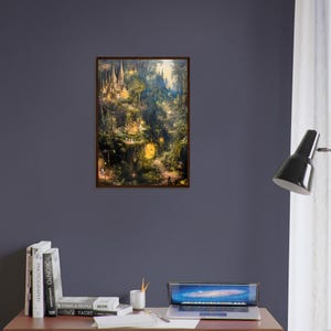 Enchanted Forest Wall Art, Fairy Forest Dark Academia Poster, Vintage Nature Cottagecore Painting, Enchanted Woodlands Decor