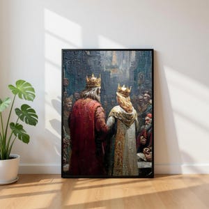 King and Queen Renaissance Oil Painting: Dark Fantasy Gothic Decor