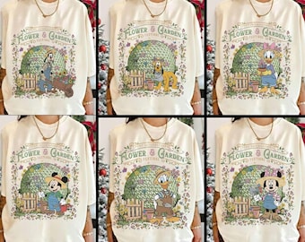 Personalize Disney Epcot Flower and Garden Festival T-Shirt, Mickey & Friends Figment Orange Bird Gardener, WDW Family Vacation 2026 Tee