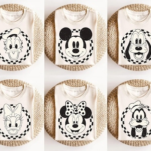 Retro Disney Mickey And Friends Checkered Shirt, Disneyland Holiday Vacation Trip Gift, Checkered Mickey Shirt, Retro Checkered Disney Shirt