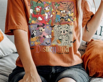 Vintage Disneyland Halloween Süßes oder Saures Shirt, Retro Disney Halloween Shirt, Halloween Familie Shirts, Mickey und Freund Halloween Shirt