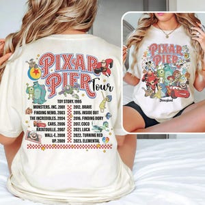 Vintage Disneyland Pixar Pier 2 Side Shirts, Retro Disney Pixar Pier Characters Shirt, Family Trip Shirts, Disneyland Pixar Fest 2025 Shirt