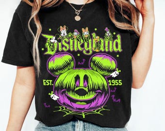 Retro Disneyland Halloween 2026 Shirt, Disney Halloween Family Shirts, Mickey And Friends Skeleton Shirt, Disney Halloween Party Shirt