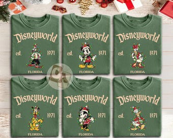 Retro Disneyworld Christmas All Characters Shirt, Mickey and Friends Xmas Shirt, Disney Christmas Shirt, Disneyworld Est 1971 Christmas Tee