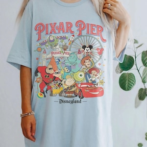 Vintage Pixar Pier Disneyland Shirt, Disneyland Trip Shirt, Disneyland Pixar Fest 2025 Shirt, Meet me at Pixar Pier Disney Pixar Characters