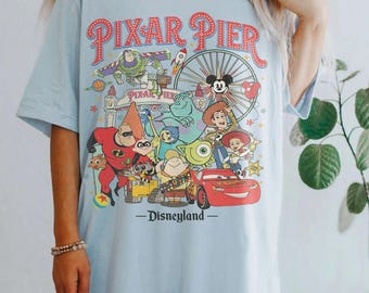 Vintage Pixar Pier Disneyland Shirt, Disneyland Trip Shirt, Disneyland Pixar Fest 2026 Shirt, Meet me at Pixar Pier Disney Pixar Characters
