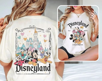 Camiseta retro de Disneyland California con dos caras, camiseta de vacaciones de Disney, camiseta retro de Walt Disney, camiseta de Mickey y sus amigos, Magic Kingdom