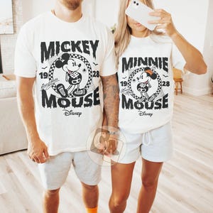 Vintage Disney Halloween Couple Shirt, Disney Trip Shirt, Retro Mickey Minnie Mouse Skeleton Halloween Shirts, Disney Family Halloween Shirt