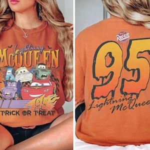 Retro Lightning McQueen Halloween 2 Side Shirt, Disney Shirt, Disneyland Halloween Shirt, Disney Cars Halloween Shirt, McQueen Halloween Tee