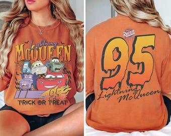 Camiseta retro de Rayo McQueen para Halloween, camiseta de Disney, camiseta de Halloween de Disneyland, camiseta de Halloween de Cars de Disney, camiseta de Halloween de McQueen
