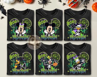 Camisetas vintage de Halloween com todos os personagens da Disney, camisetas para festa de Halloween, camisetas de Halloween do Mickey e seus amigos, camisetas de Halloween da família Disney