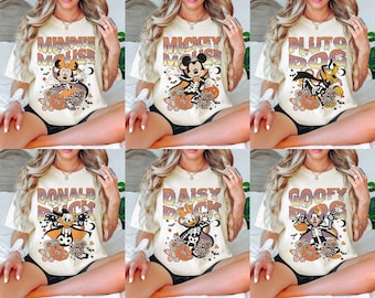 Retro Mickey And Friends Skeleton Halloween Shirts, Halloween Family Matching Shirt, Floral Disney Halloween Shirt, Halloween Party Shirt