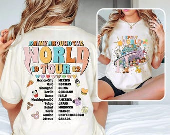 Retro Epcot World Tour Shirt, Disney Epcot Shirt, Disney Gruppenreise T-Shirt, Disney Epcot Getränk auf der ganzen Welt Shirt, Epcot Disneyworld Shirt