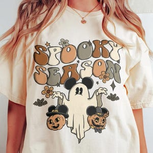 Camiseta retro de Halloween de Mickey Ghost, camiseta de Halloween de Disney, camiseta de Halloween de Mickey Boo, camiseta bonita de otoño, camiseta espeluznante de Disney