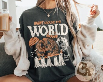 Vintage Disney Halloween Haunt Around The World Shirt, Mickey And Friends Ghost Shirt, Halloween Pumpkin Tee, It's Really Not So Scary Shirt