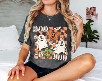 Vintage Disney Halloween Boo To You Shirt, Retro Mickey Minnie Ghost Shirt, Disney Halloween Trip Tee, Cute Fall Shirt, Halloween Women Tee