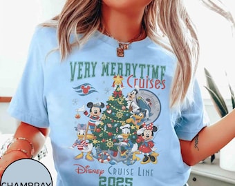 Disney Very Merrytime Cruise Christmas 2026-shirt, bijpassende Family Xmas Cruise 2026 vakantiereis T-shirt, Mickey & Friends Cruise Line-shirt