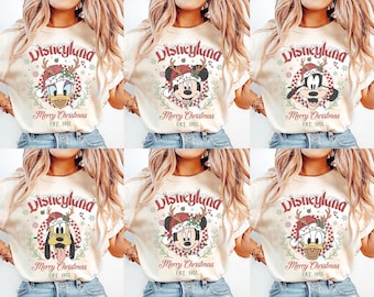 Camiseta navideña retro de Mickey y sus amigos, muy feliz fiesta navideña, camiseta familiar navideña, regalo de Navidad, sudadera navideña de Disney
