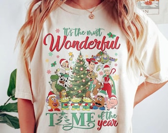 Vintage Merry Christmas Toy Story Shirt, Disneyland Christmas Shirt, Toy Story Friends Disney Trip Tee, Woody And Buzz Family Christmas Tee