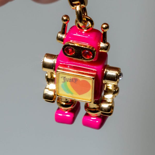 18k Gold Filled Pink Robot Enamel Charms Juicy Coutur Style charms JC18