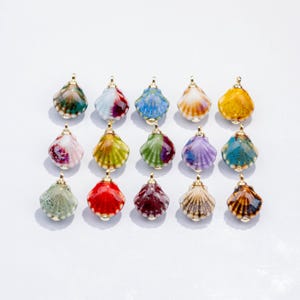 14k Gold Filled Colorful Shell ceramic charm handmade painting ceramic porcelain animal flower vintage charm necklace bracelet jewelrymaking