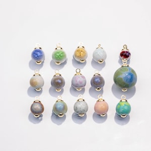 14k Gold Filled Colorful ceramic charm handmade painting ceramic porcelain animal flower vintage charm necklace bracelet jewelry making