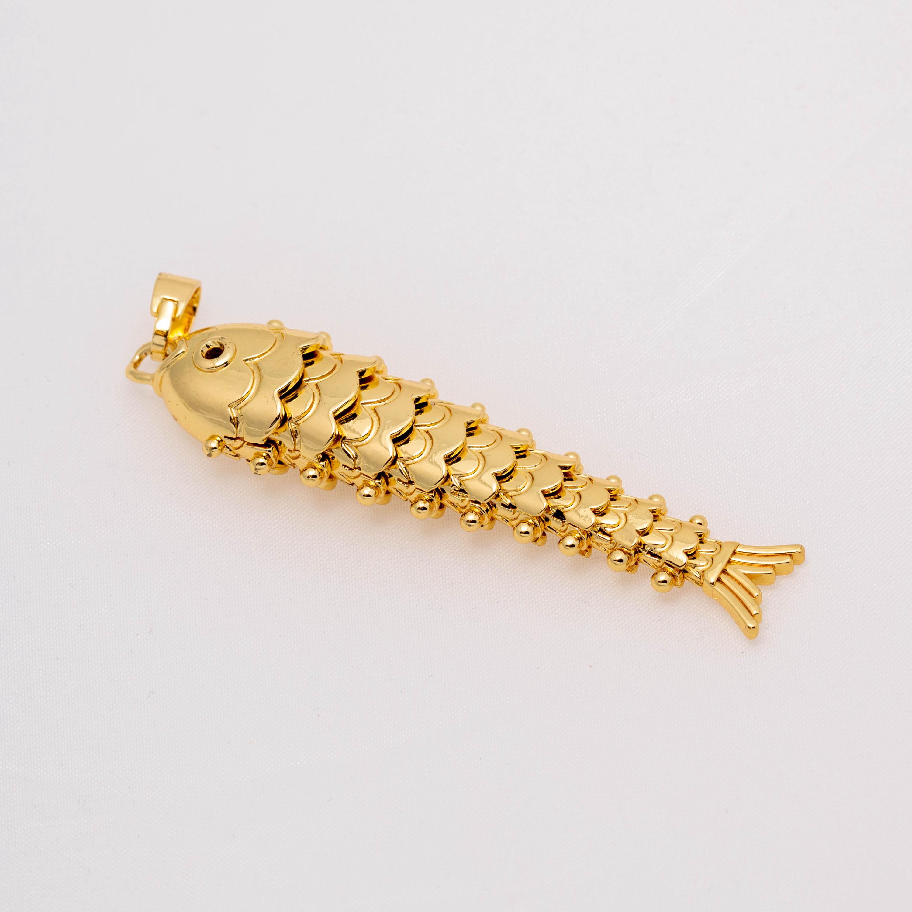 Ancien Pendentif Breloque En Plaqué Or - Forme Poisson - Occasion
