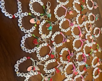 Strawberry Themed Bracelet Keychain Keepsakes