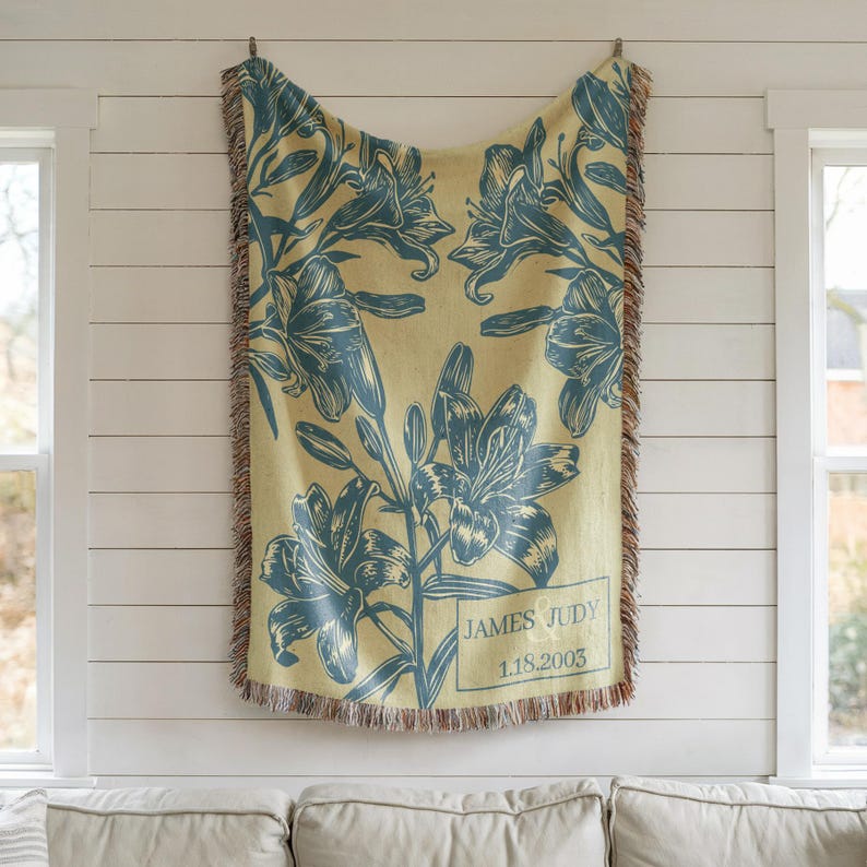 Floral Blanket, Cozy Throw Blanket, Botanical Print Blanket, Living Room Decor, Decorative Blanket, Unique Blanket Gift Idea