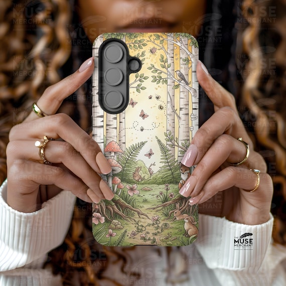 Custom Woodland Fox Mushroom Mag-safe phone case, Tough Magnetic iPhone 14-17