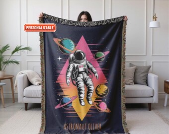 Personalized Astronaut Blanket, Space Blankets, Outer Space Blanket, Universe Blanket, Spaceman Blanket