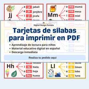 Ausdruckbare Silbenkarten im PDF-Format – Lesen lernen für Kinder – Digitales Unterrichtsmaterial auf Spanisch