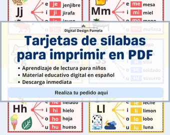 Printable Syllable Cards in PDF – Reading Learning for Children – Digital Educational Material in Spanish