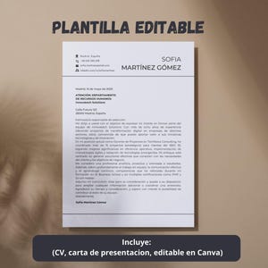 Plantilla de Currículum + Carta de Presentación Editable en Canva | CV Profesional Moderno | Curriculum Vitae en Español