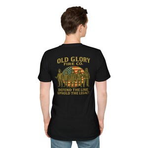 Old Glory Legacy Line Vintage Firefighter Tribute T-Shirt - Firefighter Gift, Patriotic Apparel, Veteran&#39;s Day, Casual Wear