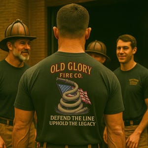 Vintage Firefighter T-Shirt | Old Glory Fire Co. | Ideal Gift for Firemen, Independence Day, Memorial Day, Casual Wear