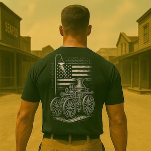 Old Glory Firefighter Unisex Softstyle T-Shirt, Fireman Tee, First Responder Shirt, Fire Department Apparel, Patriotic Firefighter