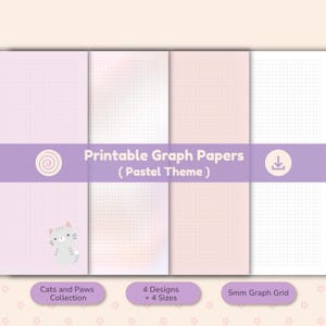 Lot de papiers millimétrés pastel, quadrillage de 5 mm imprimable, 4 tailles, compatible GoodNotes et Notability, PDF et PNG, téléchargement instantané