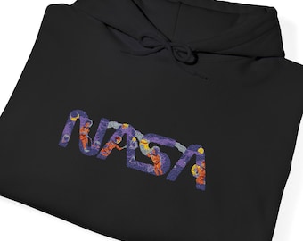 NASA-embroieded Unisex Heavy Blend Hoodie, Space Exploration Sweatshirt, Gift for Astronaut Lovers, Cozy Casual Wear, Perfect for Science