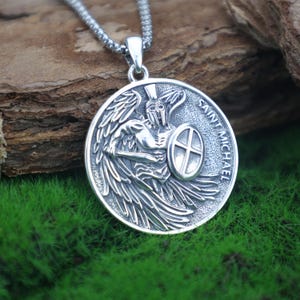 Sterling Silver Saint Michael Medal Necklace: Protection Amulet