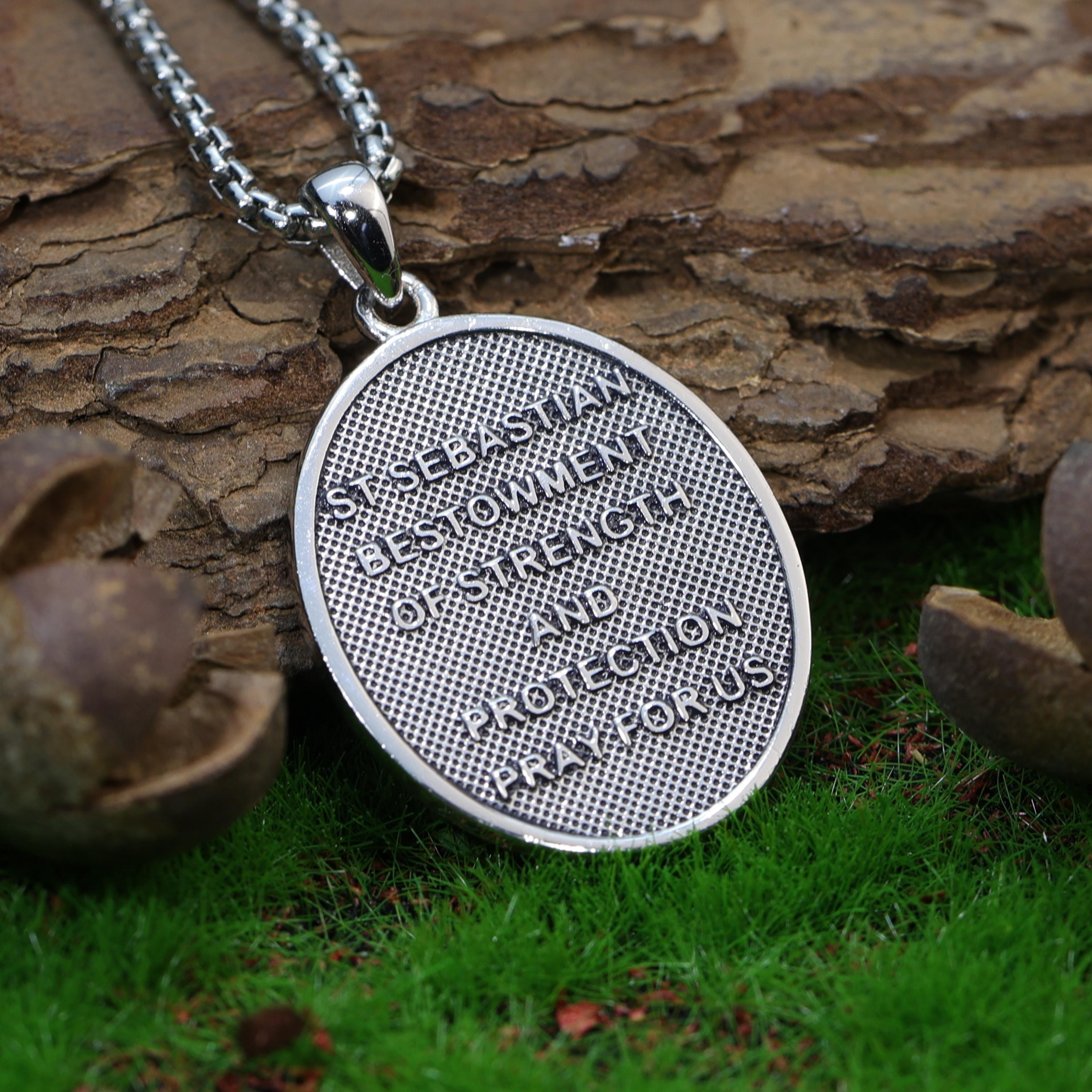 St Sebastian Necklace: 925 Sterling Silver, Saint Sebastian Medal ...