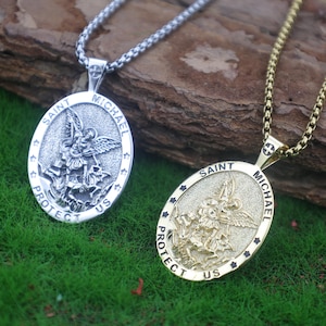 Sterling Silver St. Michael Pendant Necklace: Archangel Amulet, Spiritual Protection