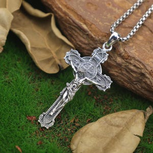Jesus & Saint Benedict Crucifix Necklace – 925 Sterling Silver Cross ...