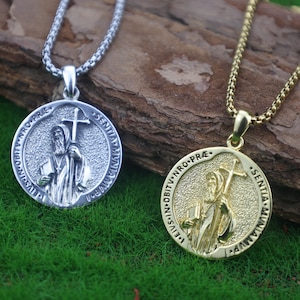 St. Benedict Pendant 925 Sterling Silver Necklace – Catholic Saint Holding Cross Amulet – Handmade Spiritual Protection Jewelry Gift