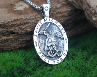 Saint Michael Sterling Silver Pendant Necklace: Archangel Protection Jewelry