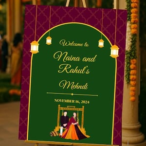 Indian Wedding Welcome Sign, Indian Wedding Decoration, Desi Event Sign,  Pakistani Wedding Sign, Digital Download, Editable Template