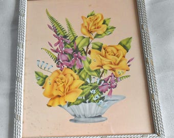 Rose & Iris Litho Print Framed Averill Floral Bouquet Cottagecore Botanical Wall Art